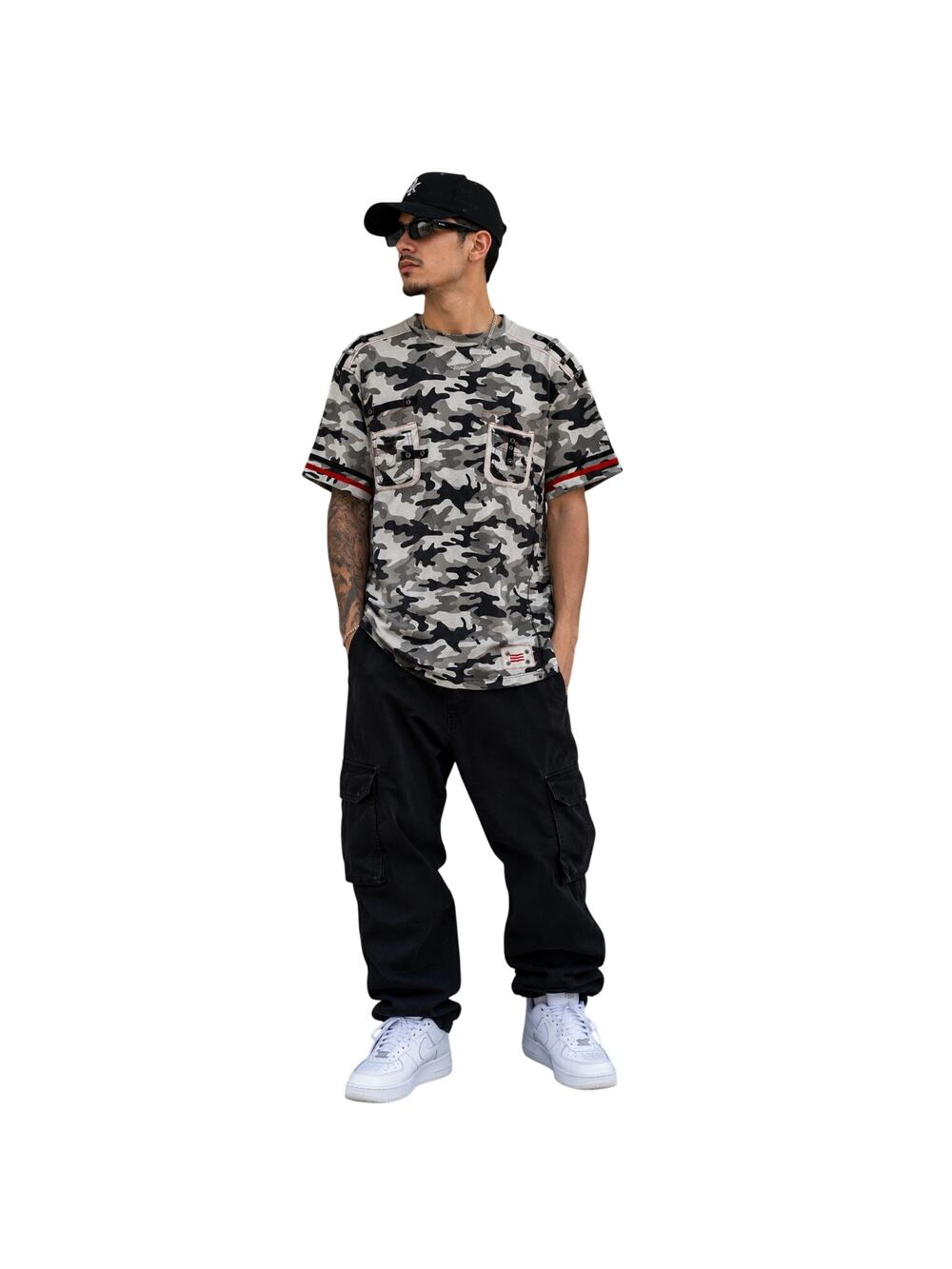 Attitude Gold Camo T-Shirt Men's Large Military Streetwear Utility Tee